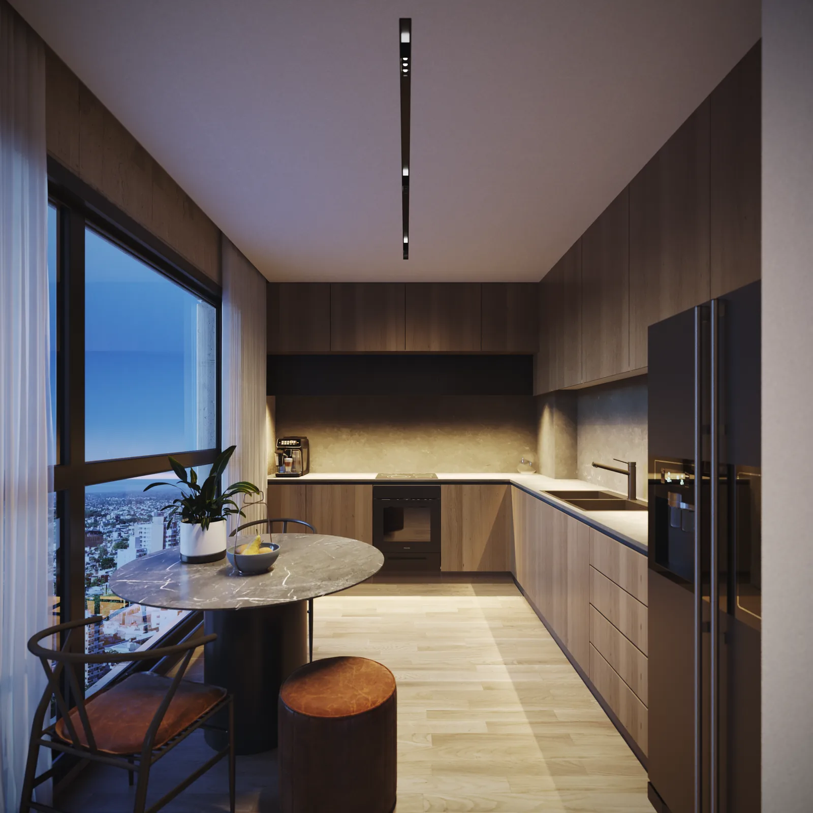 Cocina al atardecer
